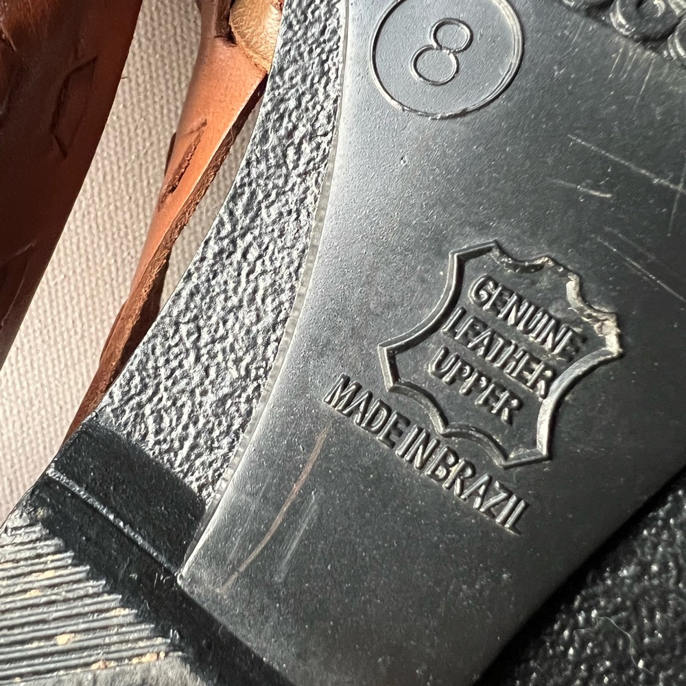 VINTAGE Brazil Made Leather Collection Huaraches Slip Ons Womens 8 - Picture 7 of 8